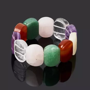 Браслет микс авантюрин, аметист, горный хрусталь 16 см