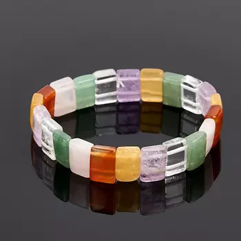 Браслет микс авантюрин, аметист, горный хрусталь 17 см