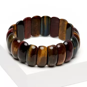 Браслет микс бычий глаз, соколиный глаз, тигровый глаз 20 см