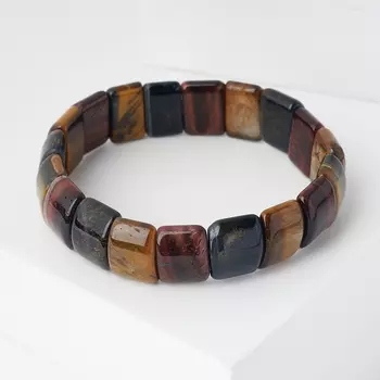 Браслет микс бычий глаз, соколиный глаз, тигровый глаз 18 см