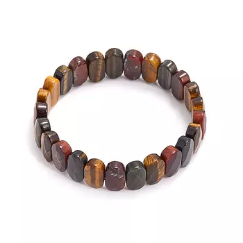 Браслет микс бычий глаз, тигрово-соколиный глаз, тигровый глаз огранка 18 см