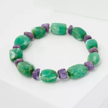 Браслет микс хризопраз, чароит 17 см