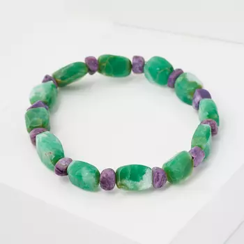 Браслет микс хризопраз, чароит 17 см