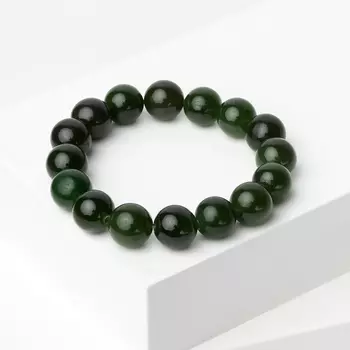 Браслет нефрит зеленый 10 мм 14 см