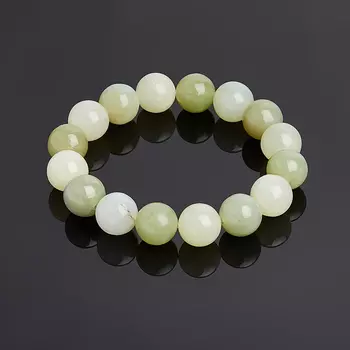 Браслет нефрит зеленый 12 мм 16 cм