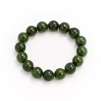 Браслет нефрит зеленый 12 мм 16 cм