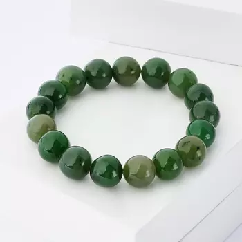 Браслет нефрит зеленый 12 мм 17 см