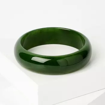 Браслет нефрит зеленый цельный 19 см