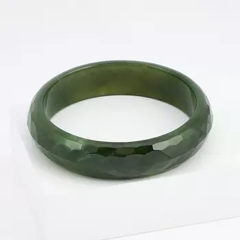 Браслет нефрит зеленый цельный огранка 19 см