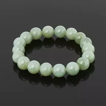 Браслет нефрит зеленый с эффектом кошачьего глаза 10 мм 16 см