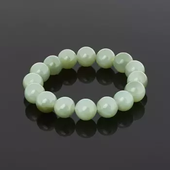 Браслет нефрит зеленый с эффектом кошачьего глаза 10 мм 14 см