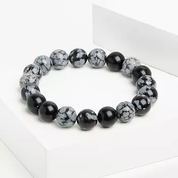 Браслет обсидиан снежный 10 мм 17 см