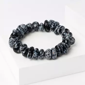 Браслет обсидиан снежный 16 cм