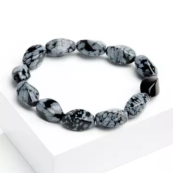 Браслет обсидиан снежный 16 см