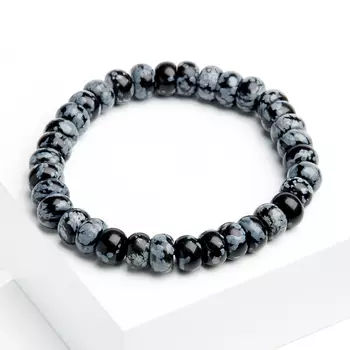 Браслет обсидиан снежный 17 см