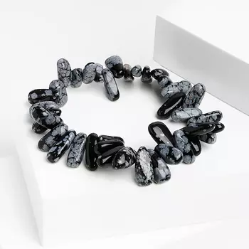 Браслет обсидиан снежный 17 см