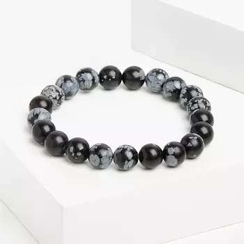 Браслет обсидиан снежный 8 мм 16 см