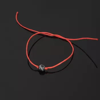 Браслет обсидиан снежный (текстиль) красная нить Для раскрытия экстрасенсорных способностей 6 мм 28 см (регулируемый)