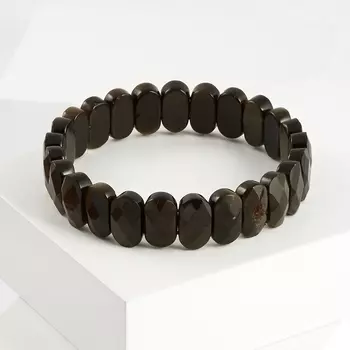 Браслет обсидиан золотистый огранка 19 см