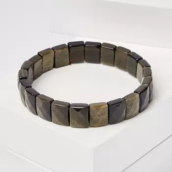 Браслет обсидиан золотистый огранка 19 см