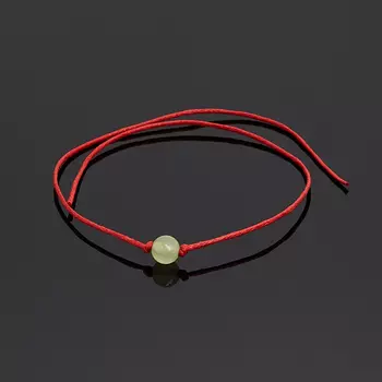 Браслет оникс мраморный зеленый красная нить Для успехов в учебе 6 мм 28 см (регулируемый) (текстиль)