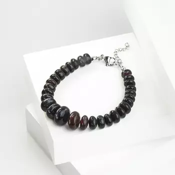 Браслет опал благородный черный (биж. сплав, сталь хир.) 16 см (+3 см)