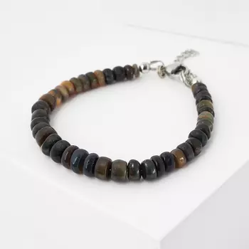 Браслет опал благородный черный (биж. сплав, сталь хир.) 16 см (+3 см)