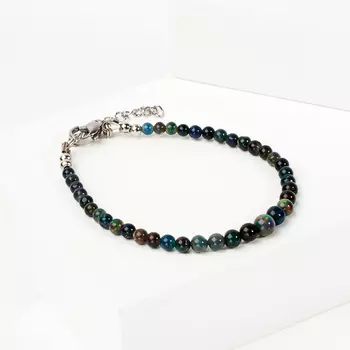 Браслет опал благородный черный (биж. сплав, сталь хир.) 17 см (+3 см)