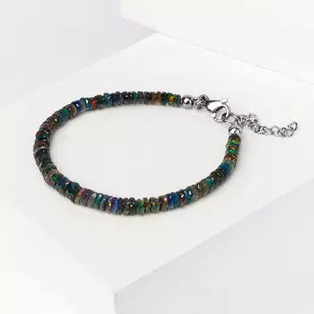 Браслет опал благородный синий (сталь хир.) огранка 16 см (+3 см)