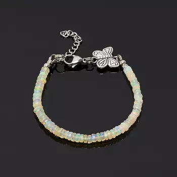 Браслет опал благородный желтый огранка 16 см (+3 см) (хир. сталь)