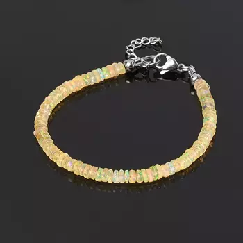 Браслет опал благородный желтый (сталь хир.) огранка 16 см (+3 см)