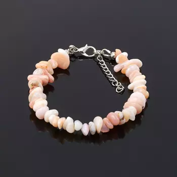 Браслет опал розовый 17 см (+3 см) (сталь хир., биж. сплав)