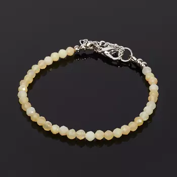 Браслет опал желтый (биж. сплав, сталь хир.) огранка 3 мм 17 см (+3 см)