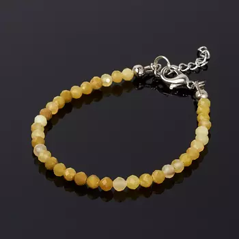 Браслет опал желтый (биж. сплав, сталь хир.) огранка 4 мм 16 см (+3 см)