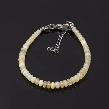 Браслет опал желтый благородный 17 см (+3 см) (сталь хир., биж. сплав)