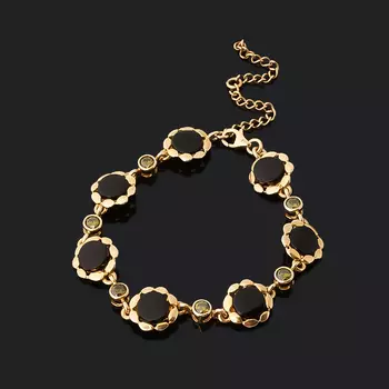 Браслет янтарь 8 мм 17 см (+5 см) (серебро 925 пр. позолота)