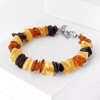 Браслет янтарь (биж. сплав) 17 см (+3 см)