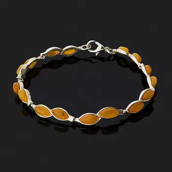 Браслет янтарь (латунь посеребр.) 18 см