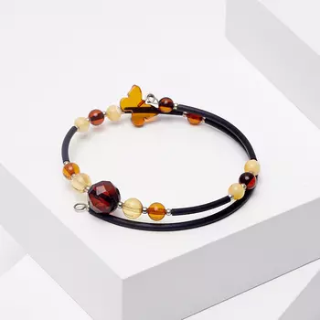 Браслет янтарь пресс (биж. сплав) пружина 16 см (регулируемый)