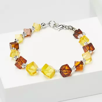 Браслет янтарь пресс (биж. сплав, сталь хир.) 17 см (+3 см)