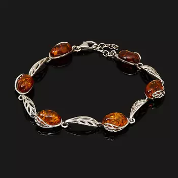 Браслет янтарь пресс (серебро 925 пр. родир. бел.) 19 см (регулируемый)