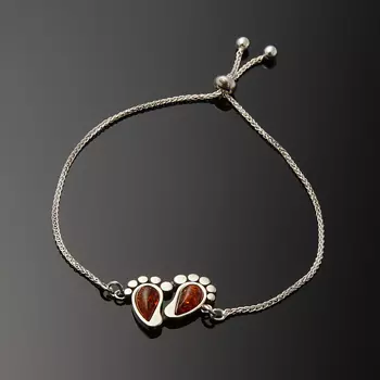 Браслет янтарь пресс (серебро 925 пр. родир. бел.) 14 см (+7 см)