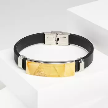 Браслет янтарь пресс (сталь нерж.) 19 см