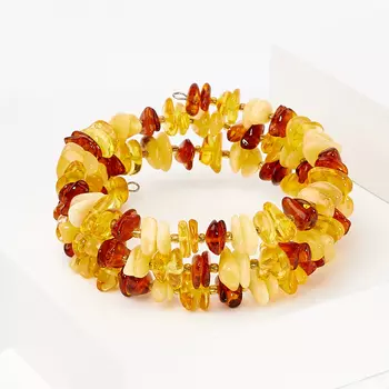 Браслет янтарь пружина 16 см (регулируемый) (биж. сплав)