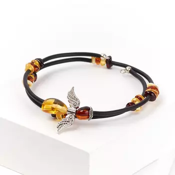 Браслет янтарь пружина 16 см (регулируемый) (каучук, биж. сплав)