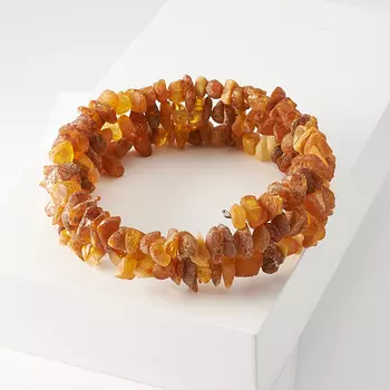 Браслет янтарь пружина 17 см (регулируемый) (биж. сплав)