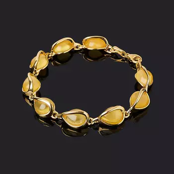 Браслет янтарь (серебро 925 пр. позолота) 18 см