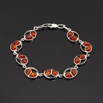 Браслет янтарь (серебро 925 пр. родир. бел.) 19,5 см