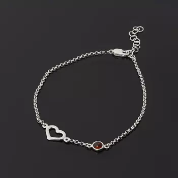 Браслет янтарь (серебро 925 пр. родир. бел.) 4 мм 18 см (+3 см)