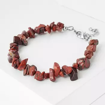 Браслет яшма красная (биж. сплав) 16 см (+3 см)